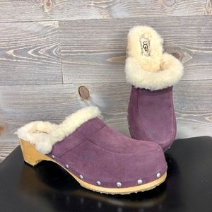 UGG Purple Suede Shearling Lined Clogs